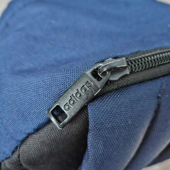Adidas Classic Navy 3 Stripe Backpack Front Zip Pocket & Side Mesh Pockets Bag - Picture 12 of 16